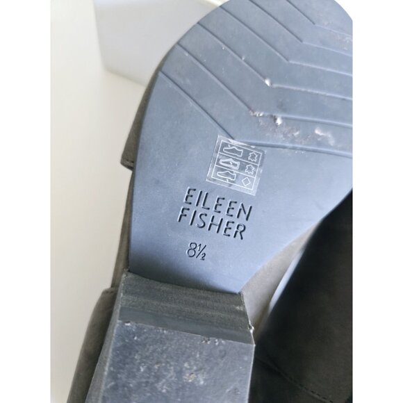 Eileen Fisher D'Orsay Peep Open Toe Gray Leather Wedge Heel Sandals Shoes 8.5 - Picture 12 of 14